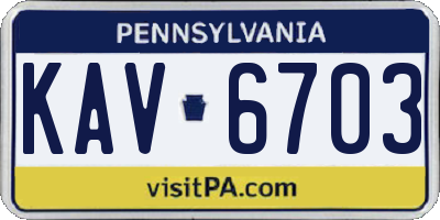 PA license plate KAV6703