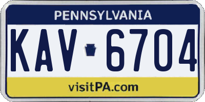 PA license plate KAV6704
