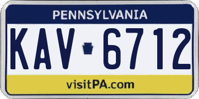 PA license plate KAV6712