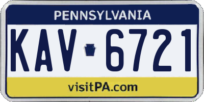 PA license plate KAV6721