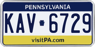 PA license plate KAV6729