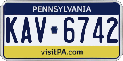 PA license plate KAV6742