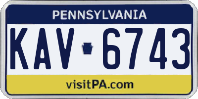 PA license plate KAV6743