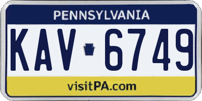 PA license plate KAV6749