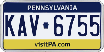 PA license plate KAV6755
