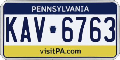 PA license plate KAV6763