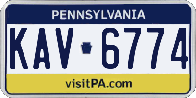 PA license plate KAV6774
