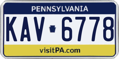 PA license plate KAV6778