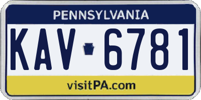 PA license plate KAV6781