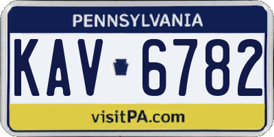 PA license plate KAV6782