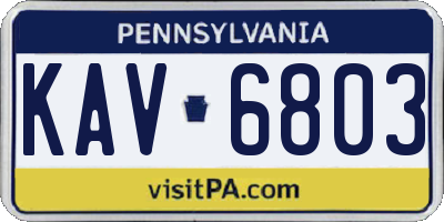 PA license plate KAV6803