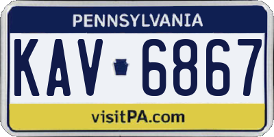 PA license plate KAV6867
