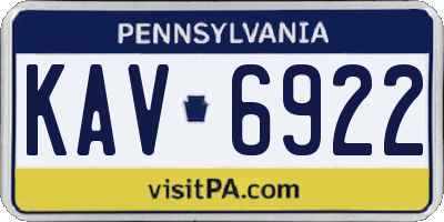 PA license plate KAV6922