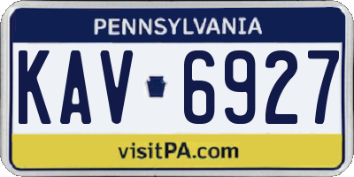PA license plate KAV6927