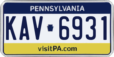 PA license plate KAV6931
