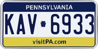 PA license plate KAV6933