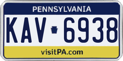 PA license plate KAV6938
