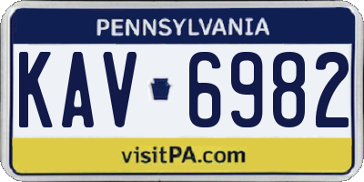 PA license plate KAV6982