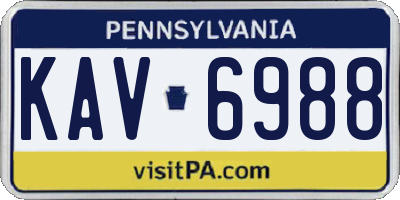 PA license plate KAV6988