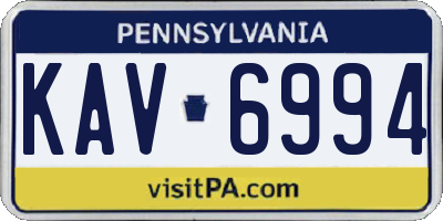 PA license plate KAV6994