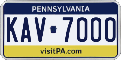 PA license plate KAV7000