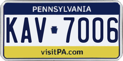 PA license plate KAV7006