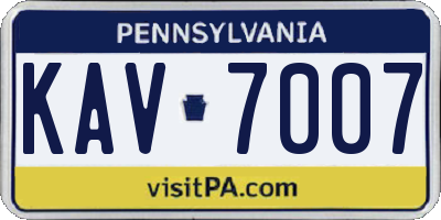 PA license plate KAV7007