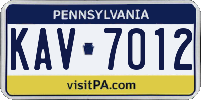 PA license plate KAV7012