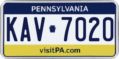 PA license plate KAV7020