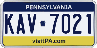PA license plate KAV7021
