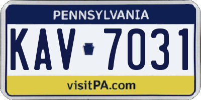 PA license plate KAV7031