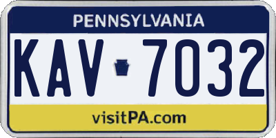 PA license plate KAV7032