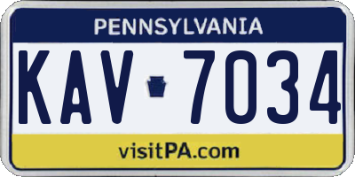 PA license plate KAV7034