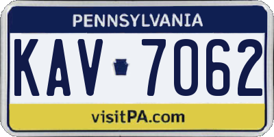 PA license plate KAV7062