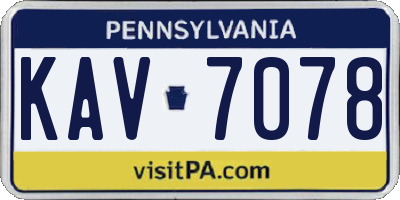 PA license plate KAV7078