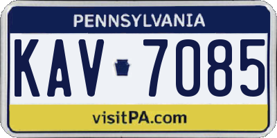 PA license plate KAV7085