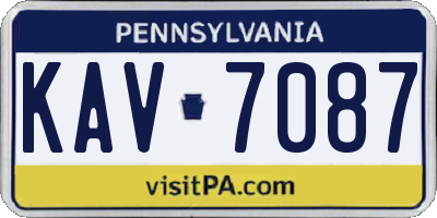 PA license plate KAV7087