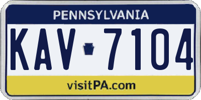 PA license plate KAV7104