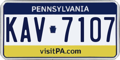 PA license plate KAV7107