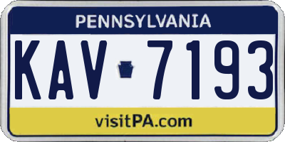 PA license plate KAV7193