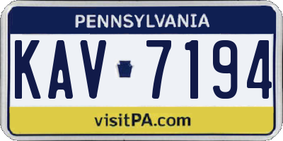 PA license plate KAV7194