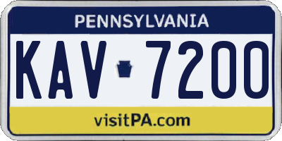PA license plate KAV7200