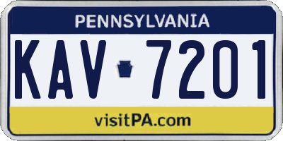 PA license plate KAV7201