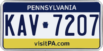 PA license plate KAV7207
