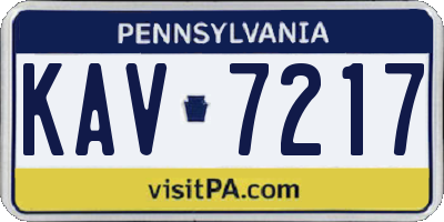PA license plate KAV7217
