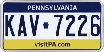 PA license plate KAV7226