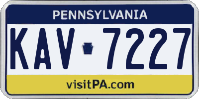 PA license plate KAV7227