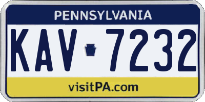 PA license plate KAV7232
