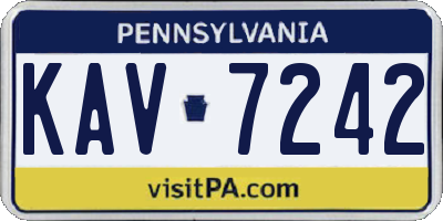 PA license plate KAV7242
