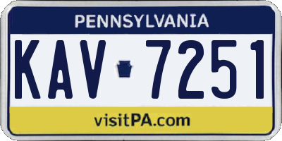 PA license plate KAV7251